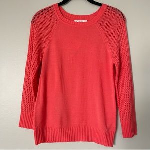 Bright Coral Lightweight Mesh Knit Sweater NWT